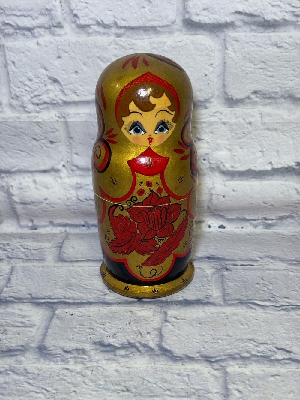 Russian Nesting Dolls Sergiyev Posad 80's Wooden, Multicolor 5 Piece. Vtg 8”
